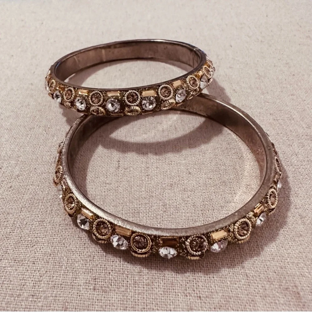Chamak By Priya | Bracelet | Pair Narrow Crystal Bracelets in Gold